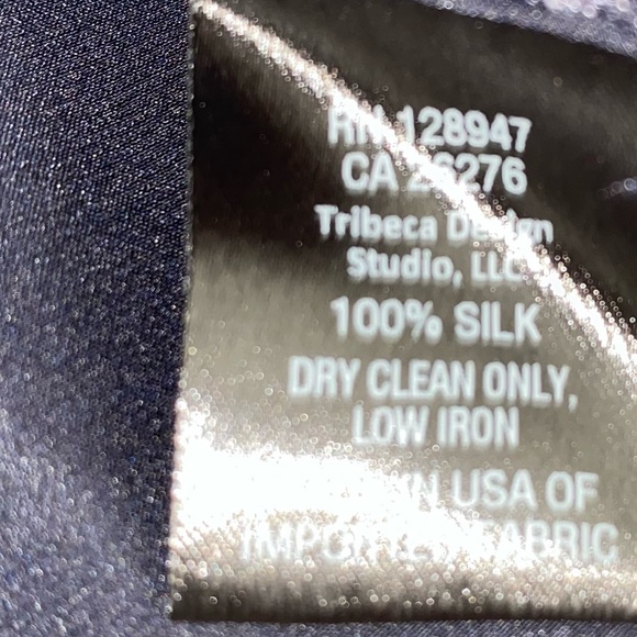 NILI LOTAN $990 Silk Navy Blue Tie Neck Mini Shirt Dress Small EUC - Picture 9 of 16